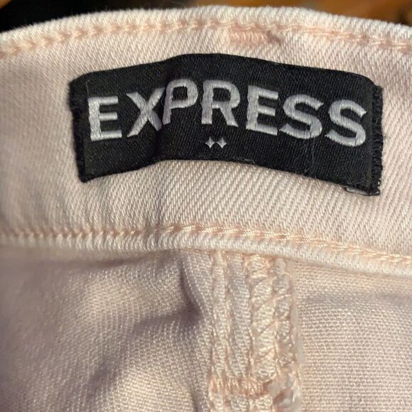 EXPRESS  Denim Jean Cutoff Skirt Blush Pink 4 - Picture 3 of 4